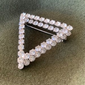 Triangle Double Layer Prong Set Rhinestone Pin Brooch